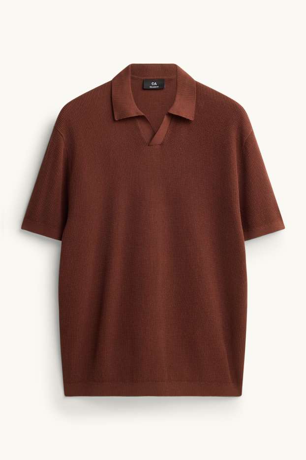 Herren - Strick-Poloshirt - Relaxed Fit - braun
