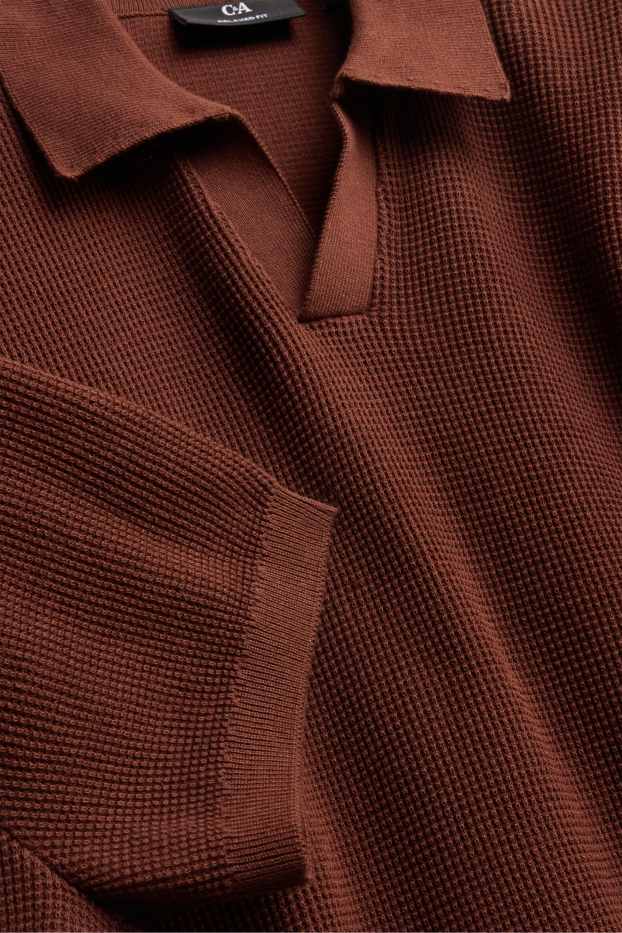 Herren - Strick-Poloshirt - Relaxed Fit - braun