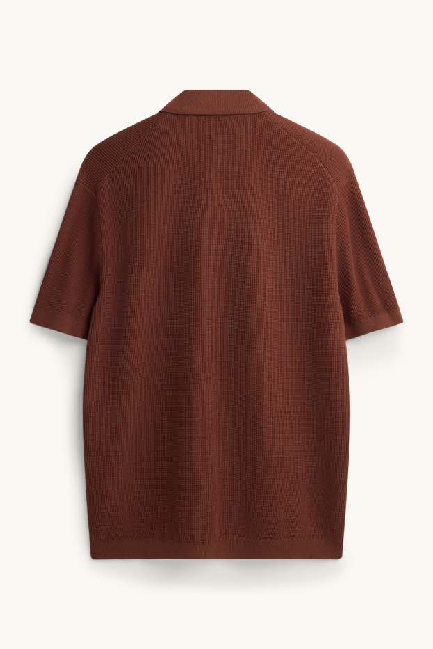 Herren - Strick-Poloshirt - Relaxed Fit - braun