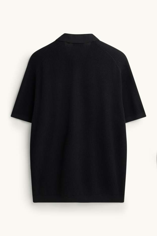 Home - Polo de punt - relaxed fit - negre