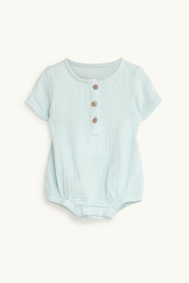 Unisexe - Body bébé en mousseline - turquoise
