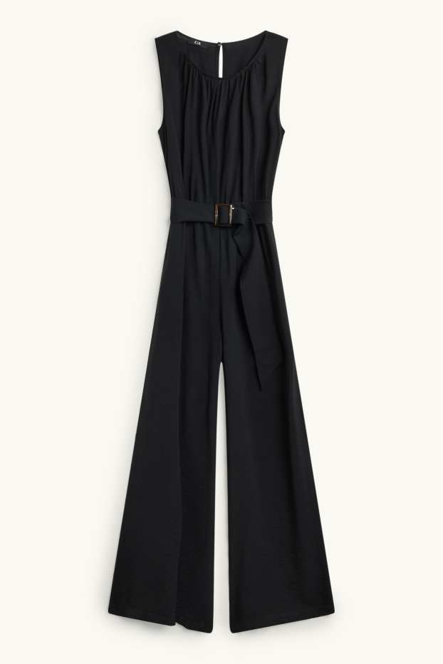 Femei - Salopetă cu curea - negru