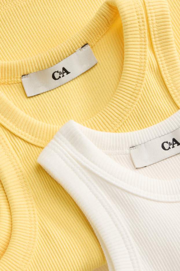 Children Girls - Multipack of 2 - scallop - top - ribbed - yellow