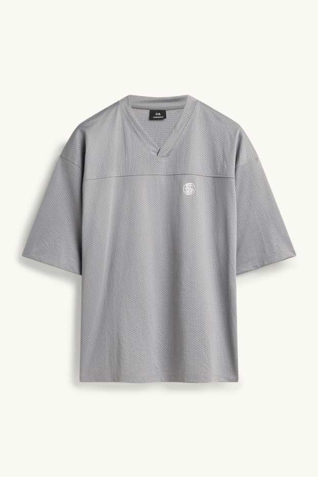 Pánské - Tričko - oversized - šedá