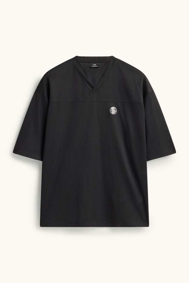 Pánské - Tričko - oversized - černá