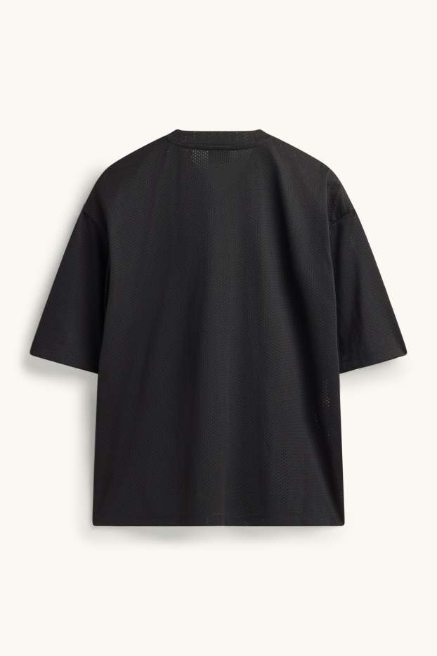Pánské - Tričko - oversized - černá