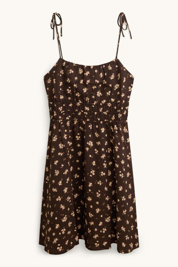 Femei - Rochie - cu flori - maro