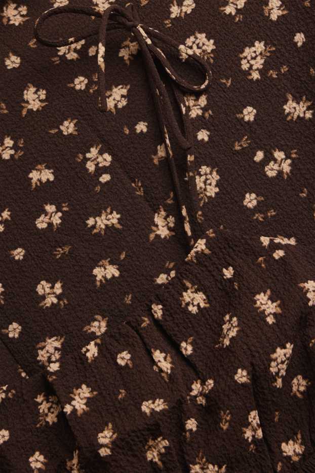 Femei - Rochie - cu flori - maro