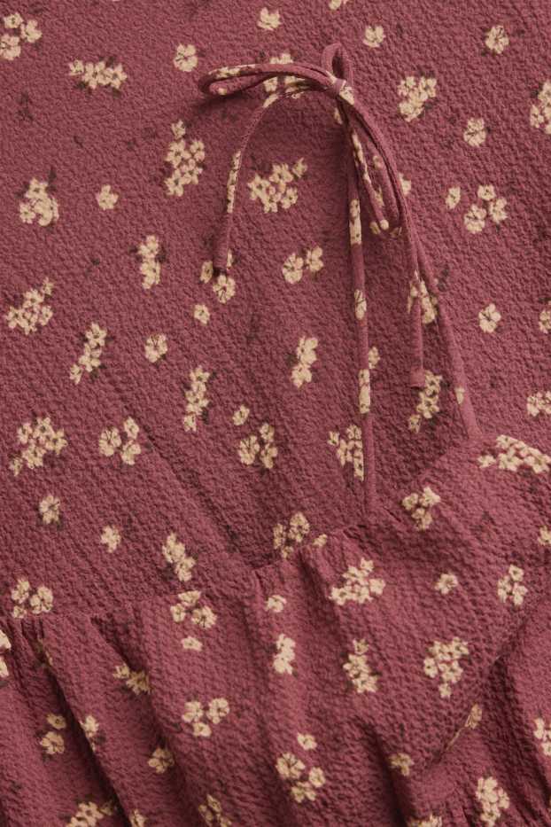 Women - Dress - floral - dark red