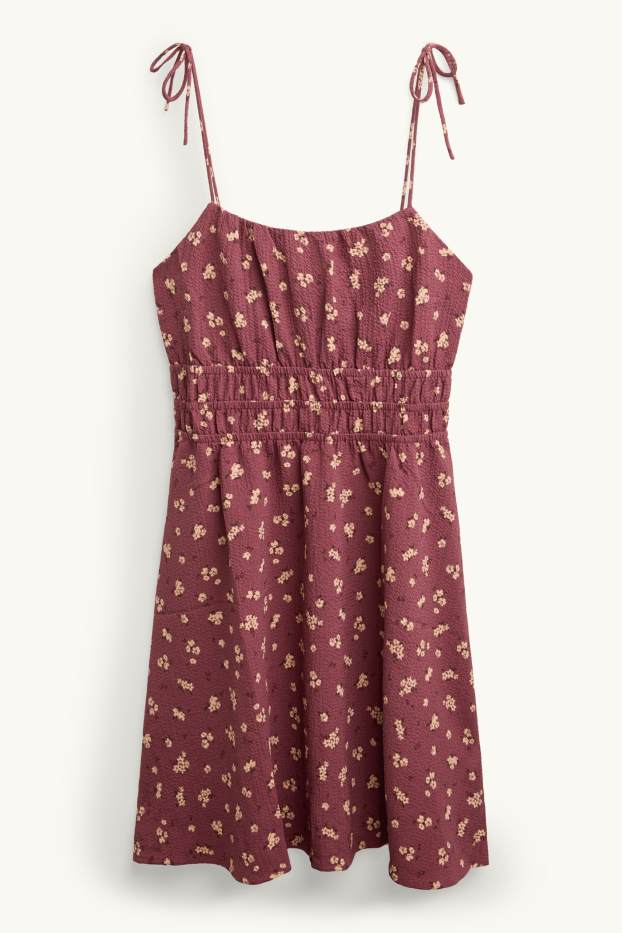 Women - Dress - floral - dark red