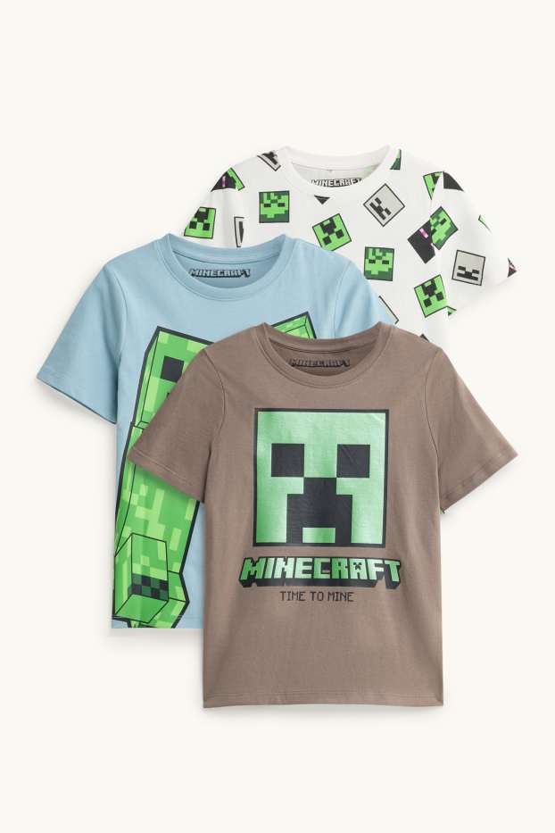 Kinder Jungen - Multipack 3er - Minecraft - Kurzarmshirt - braun