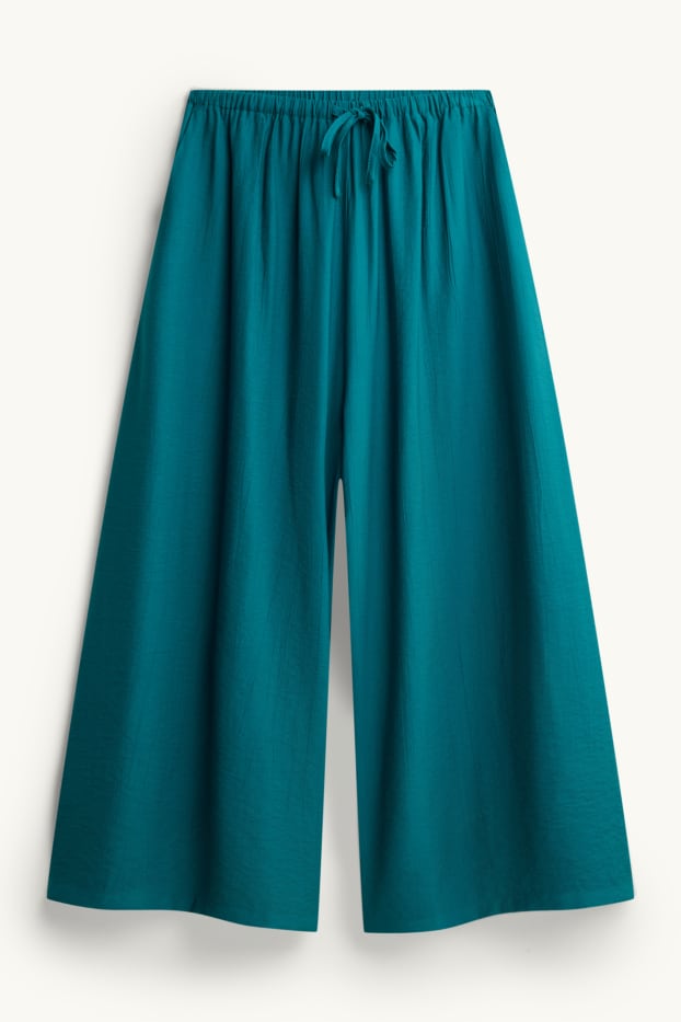Damen - Stoffhose - High Waist - Palazzo - grün