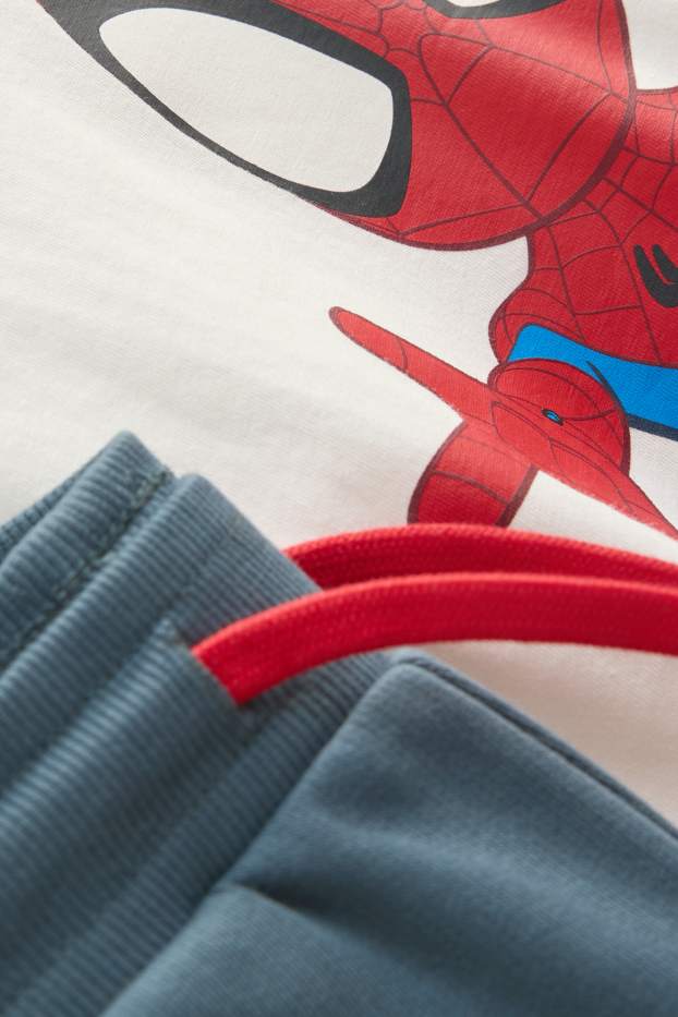 Kinder Buben - Spidey - Set - Kurzarmshirt und Sweatshorts - 2 teilig - grau