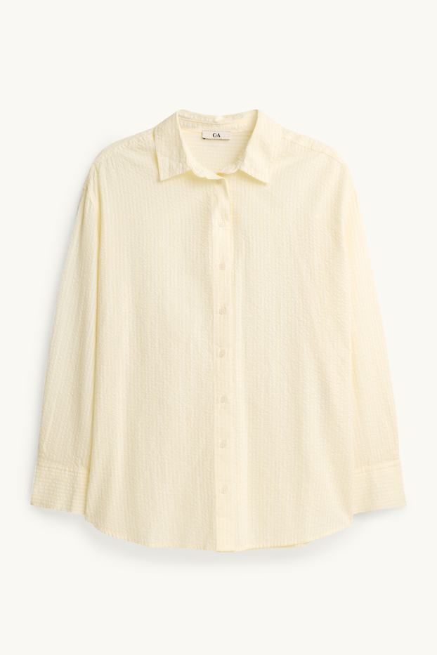 Dames - Overhemdblouse - gestreept - lichtgeel