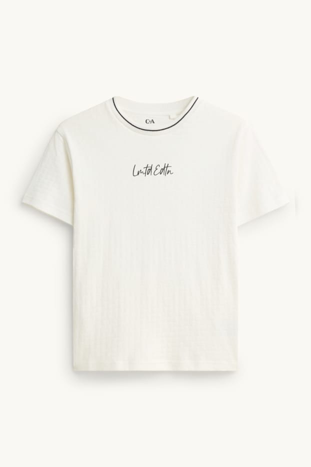 Enfants garçons - T-shirt - finition texturée - blanc crème