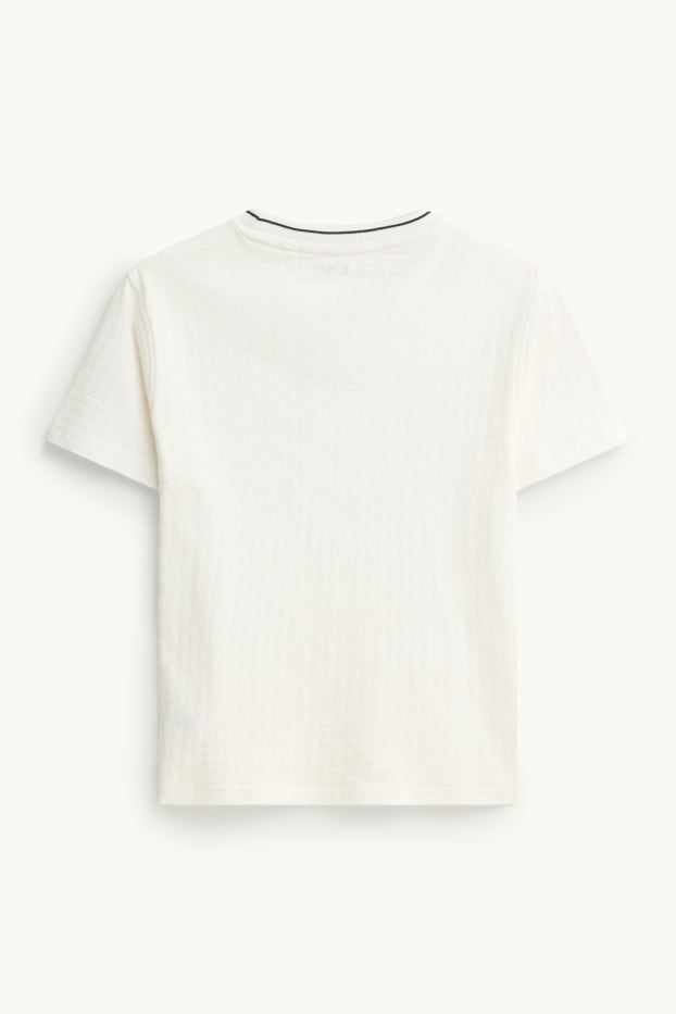 Enfants garçons - T-shirt - finition texturée - blanc crème