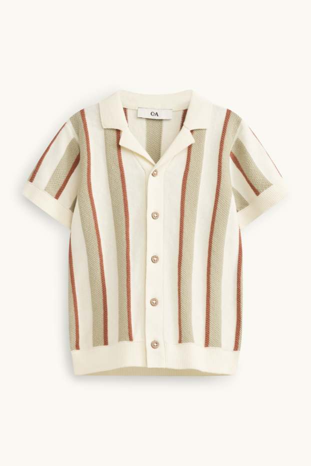 Copii - Băieți - Cămașă tricotată - cu dungi - crem
