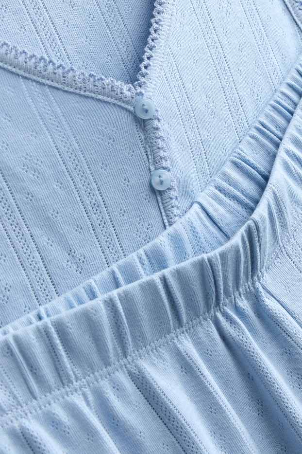 Dames - Pointelle-pyjama - 2-delig - blauw