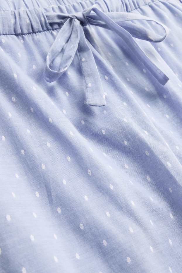 Dámské - Pyžamové kalhoty - puntíkované - modrá