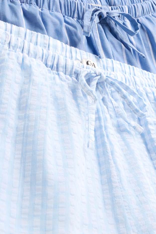 Mujer - Pack de 2 - pantalones cortos de pijama - de rayas - de cuadros - azul