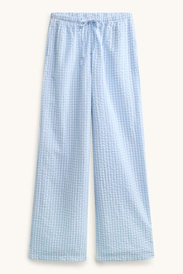 Femmes - Bas de pyjama - à carreaux - bleu clair