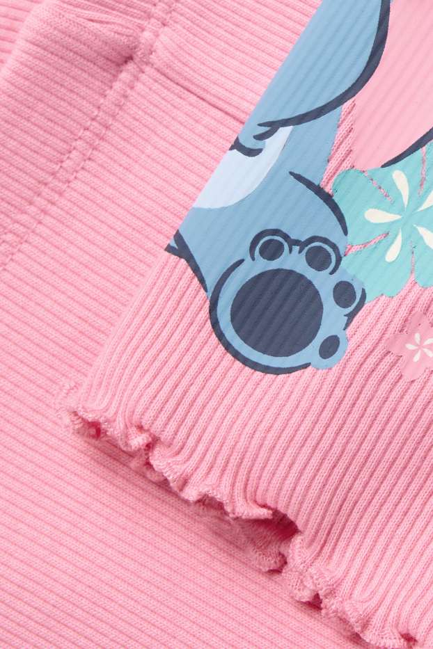 Kinder Mädchen - Lilo & Stitch - Radlerhose - gerippt - Glanz-Effekt - pink