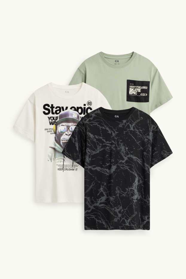 Kinder Jungen - Multipack 3er - Gorilla - Kurzarmshirt - weiss