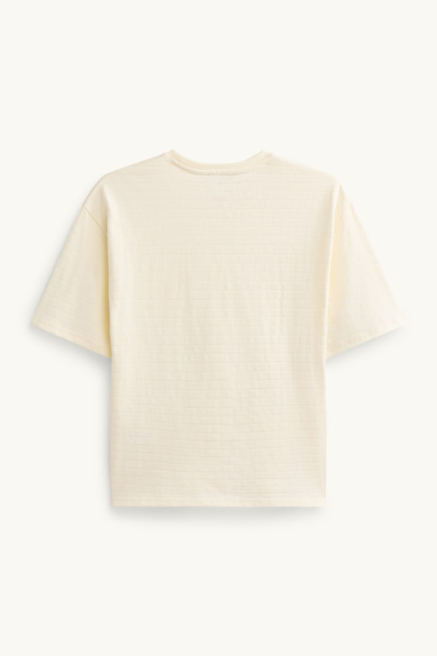 Děti - chlapci - Tričko s krátkým rukávem - pruhované - strukturované - krémově bílá