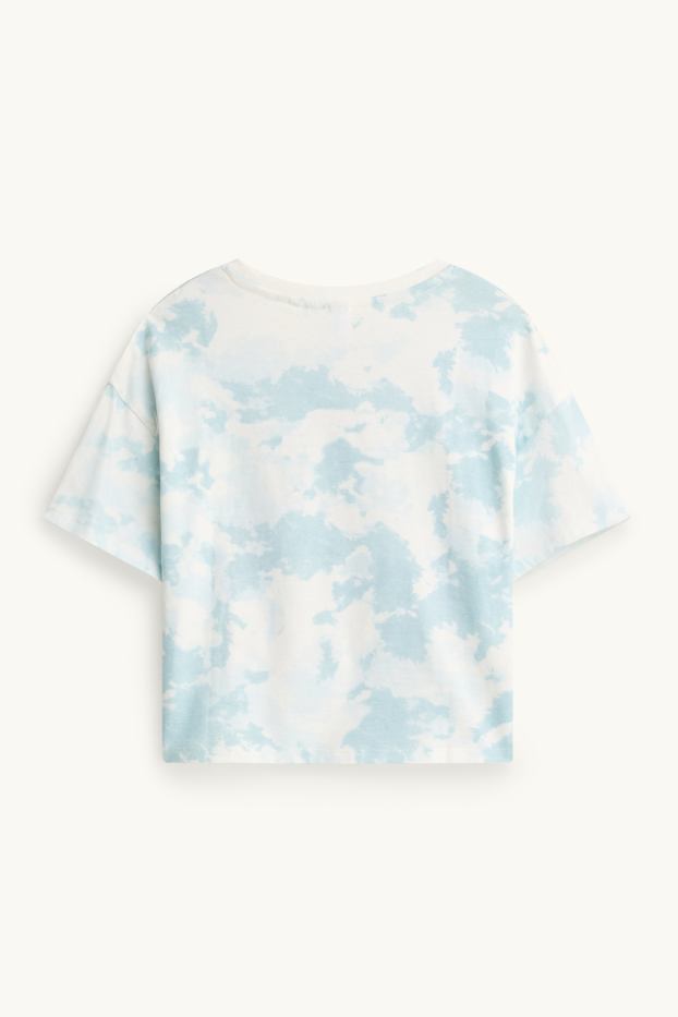 Enfants filles - Lot de 2 - Lilo et Stitch - T-shirt - effet brillant - blanc / bleu clair