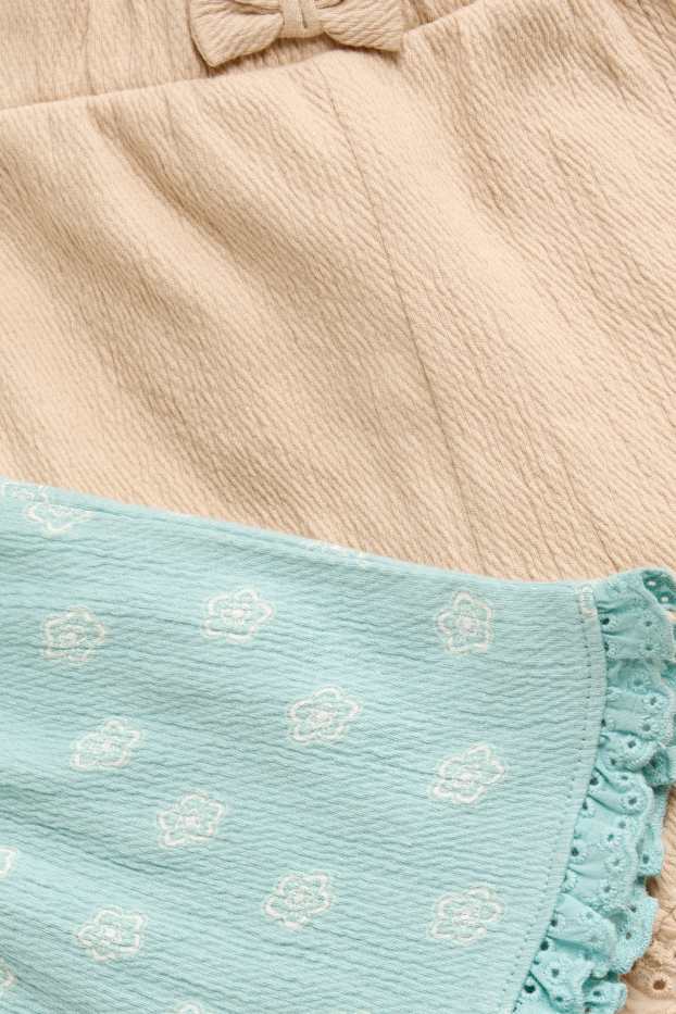 Bebeluși - fete - Multipack 3 perechi - floricele - pantaloni scurți bebeluși - roz / albastru deschis