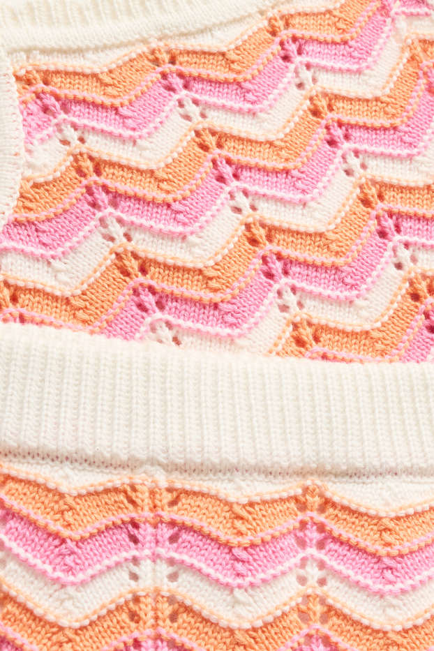 Bambine - Set - top e shorts in maglia - 2 pezzi - fantasia - rosa / arancione