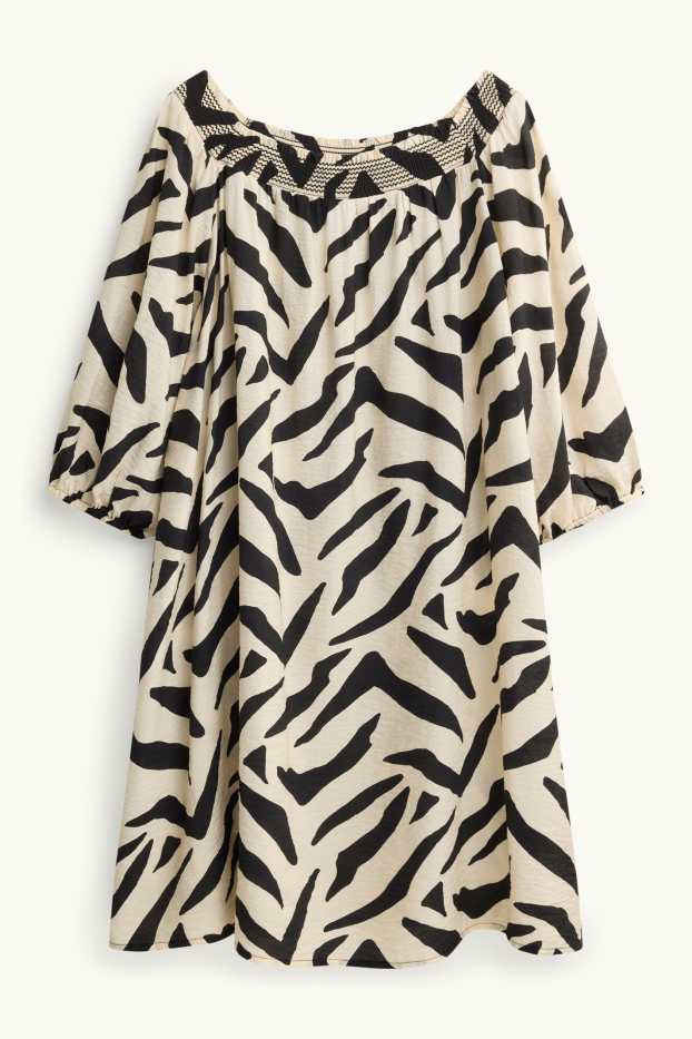 Femmes - Robe - à motif - noir / beige