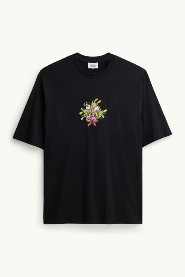 Herren - T-Shirt - Relaxed Fit - SpongeBob Schwammkopf - schwarz