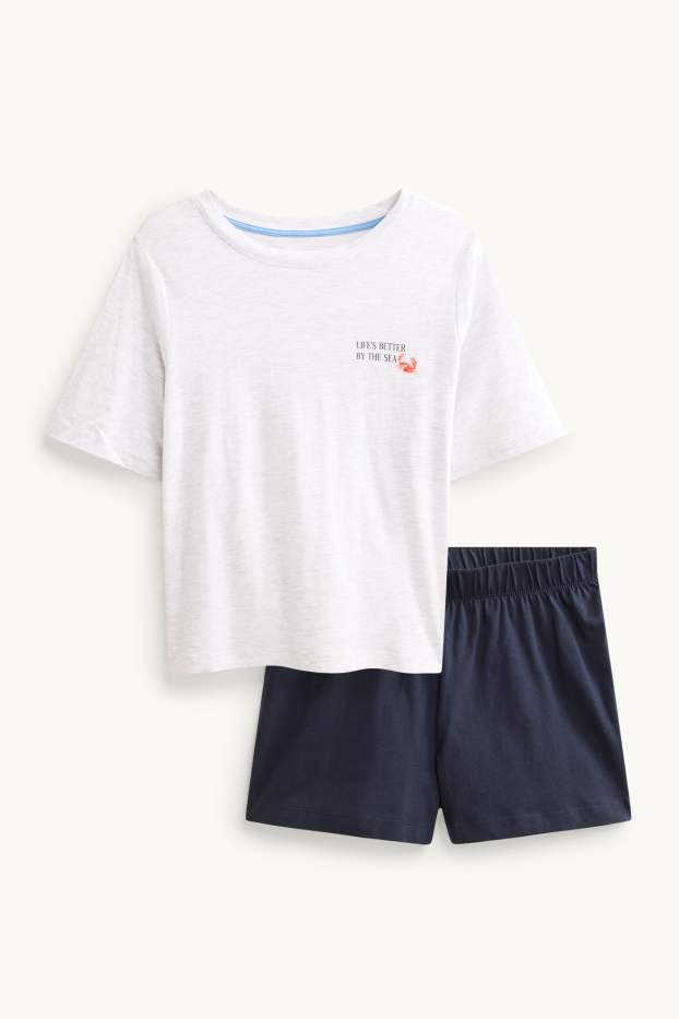 Dames - Shortama - blauw / grijs