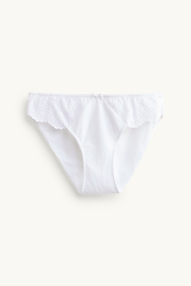 Femei - Chiloți - broderie englezească - alb