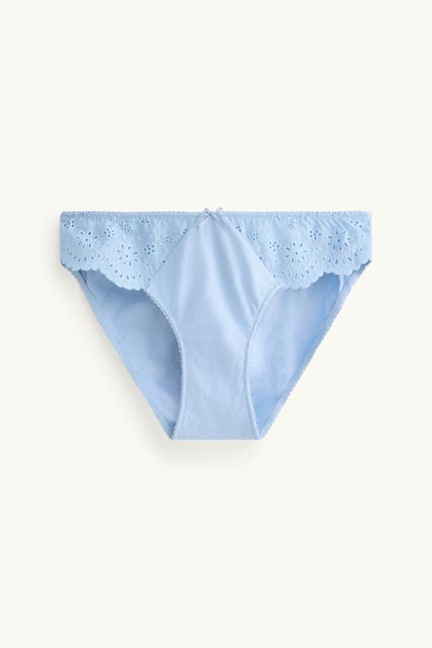 Femei - Chiloți - broderie englezească - albastru deschis