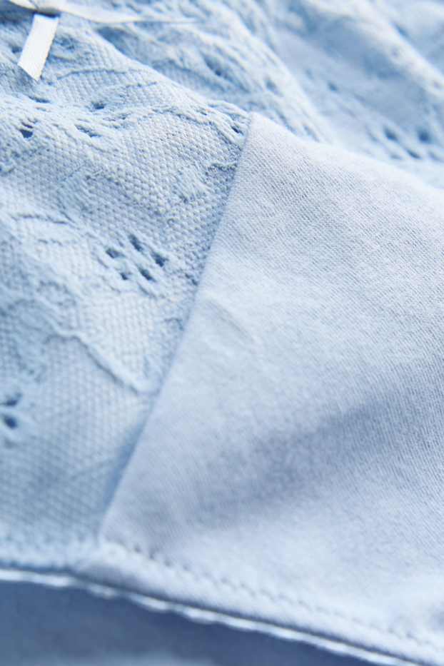 Femei - Chiloți model brazilian - broderie englezească - albastru deschis