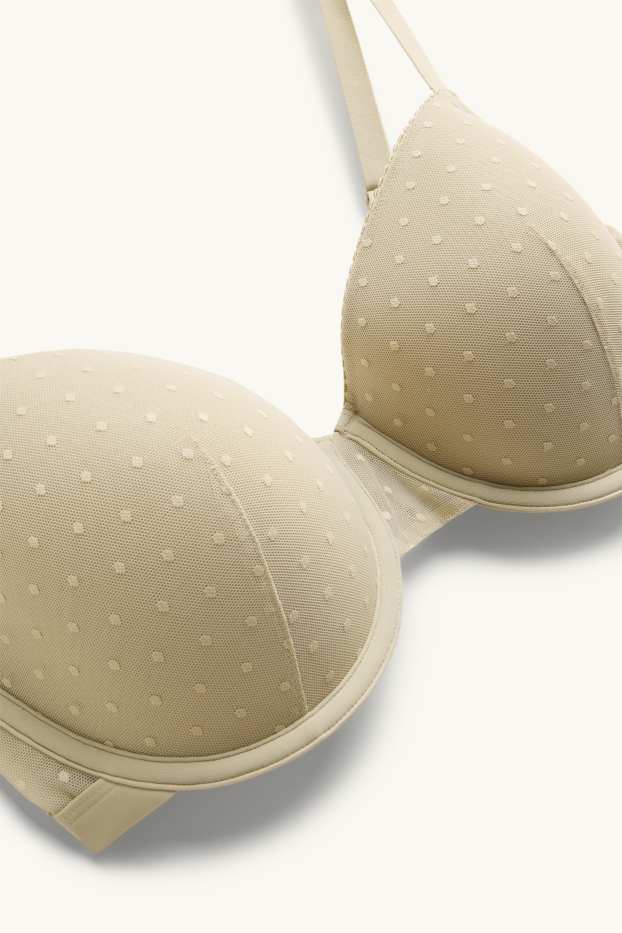 Damen - BH mit Bügel - DEMI - wattiert - gepunktet - hellgelb