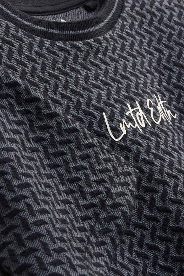 Kinder Buben - Kurzarmshirt - gemustert - schwarz