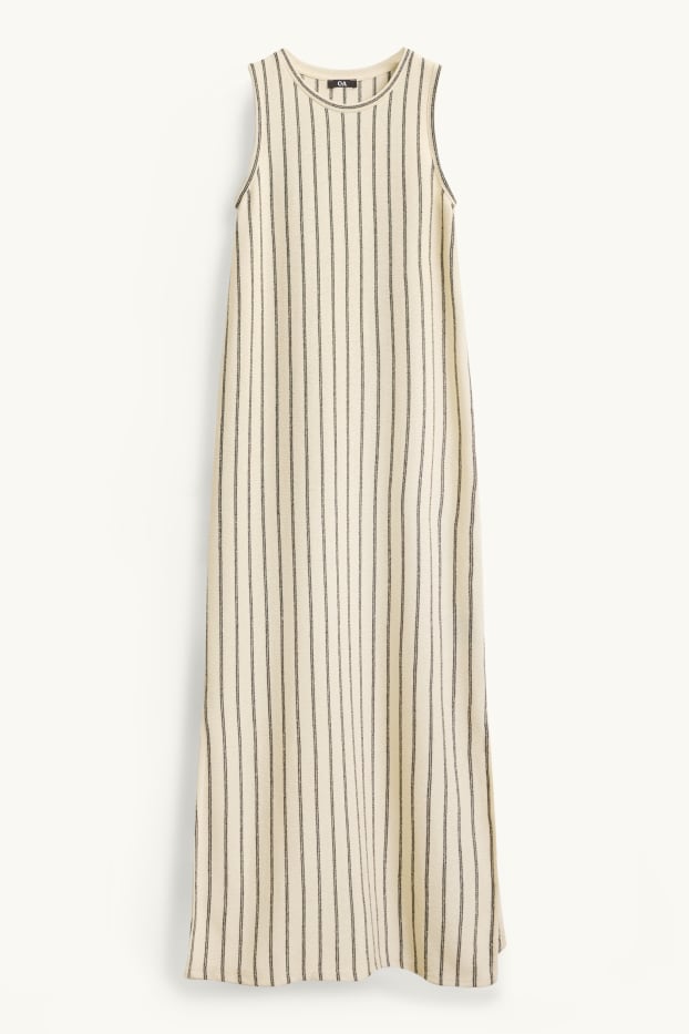 Femmes - Robe en maille - straight fit - à rayures - blanc crème