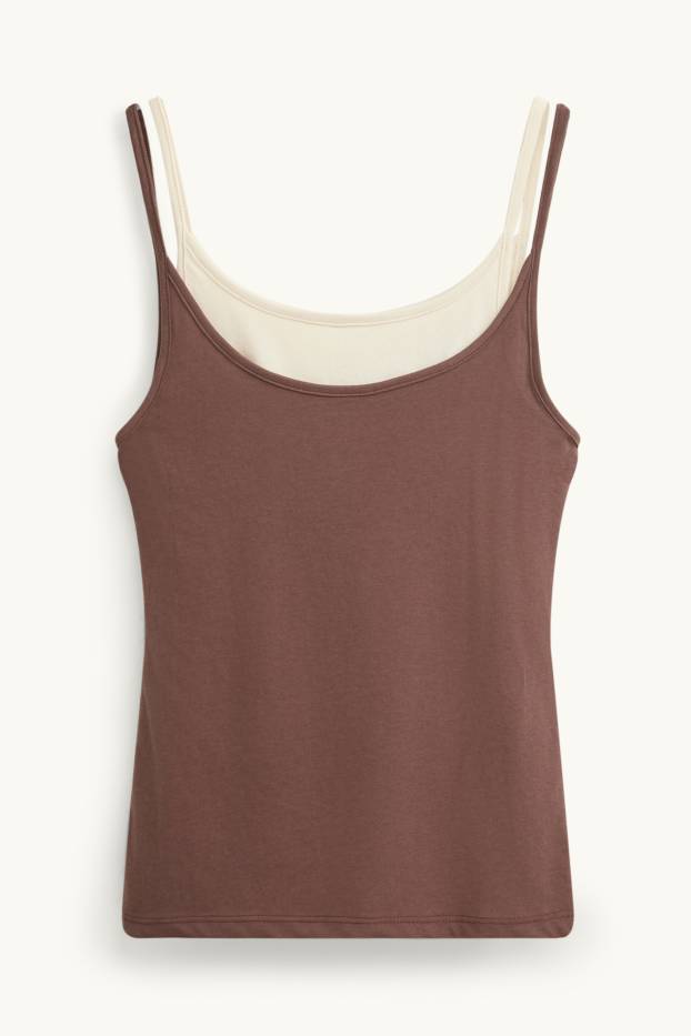 Femmes - Haut - look 2-en-1 - marron
