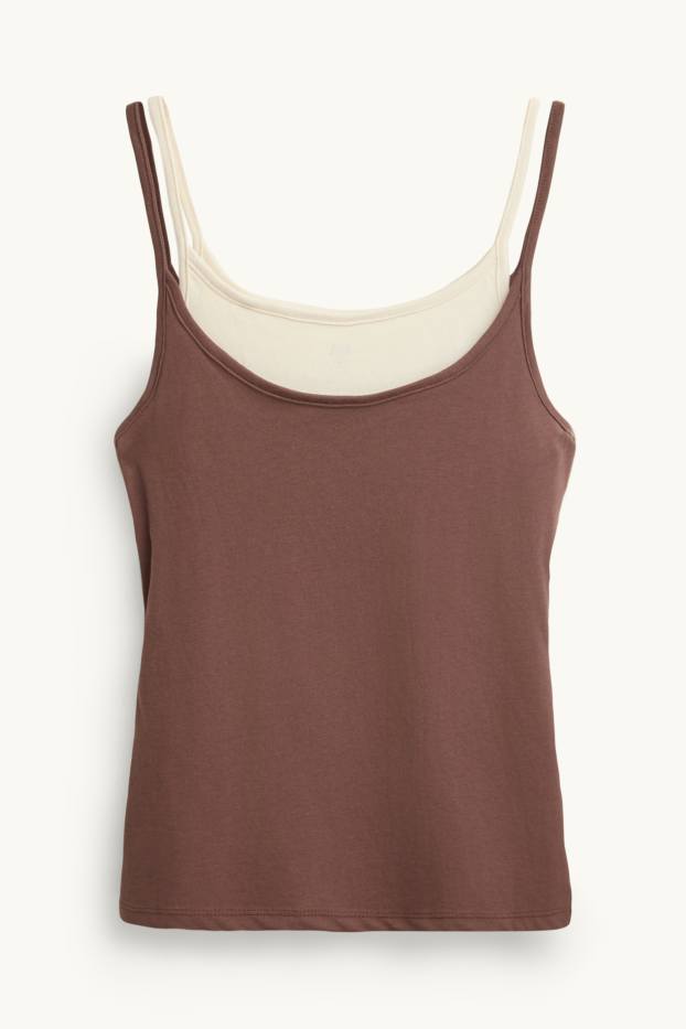 Femmes - Haut - look 2-en-1 - marron