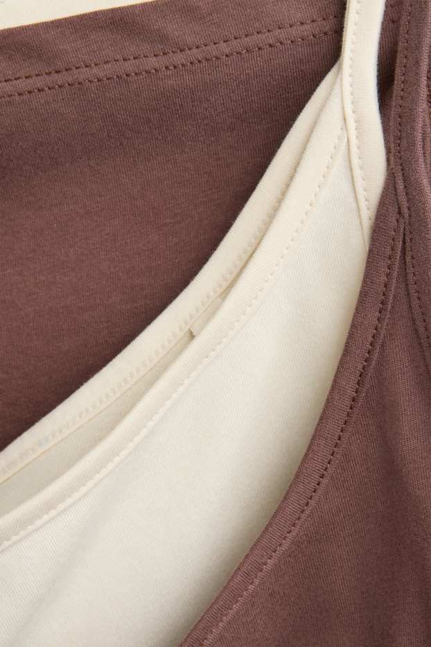 Femmes - Haut - look 2-en-1 - marron