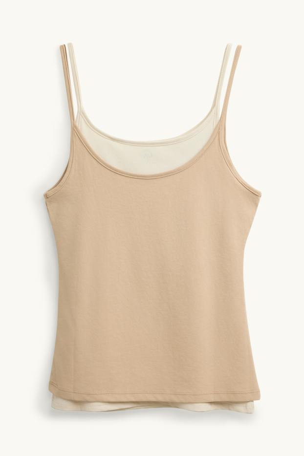 Femmes - Haut - look 2-en-1 - beige