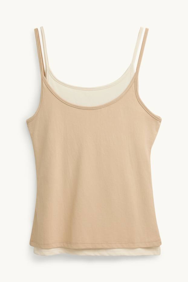Femmes - Haut - look 2-en-1 - beige