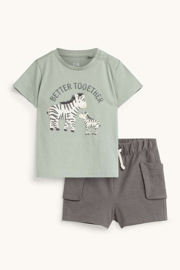 Baby Buben - Zebra - Baby-Outfit - 2 teilig - grün