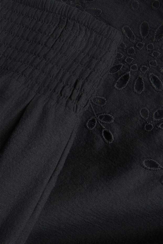Damen - Rock - Broderie Anglaise - schwarz