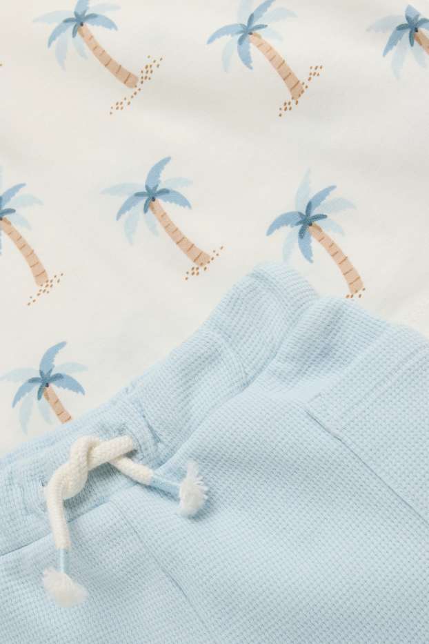 Baby Buben - Palme - Baby-Outfit - 2 teilig - weiß / blau