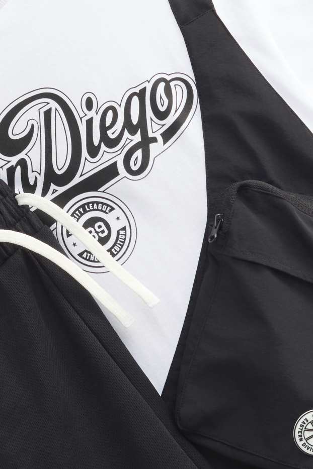 Kinderen: jongens - San Diego - set - T-shirt en short - 2-delig - zwart / wit