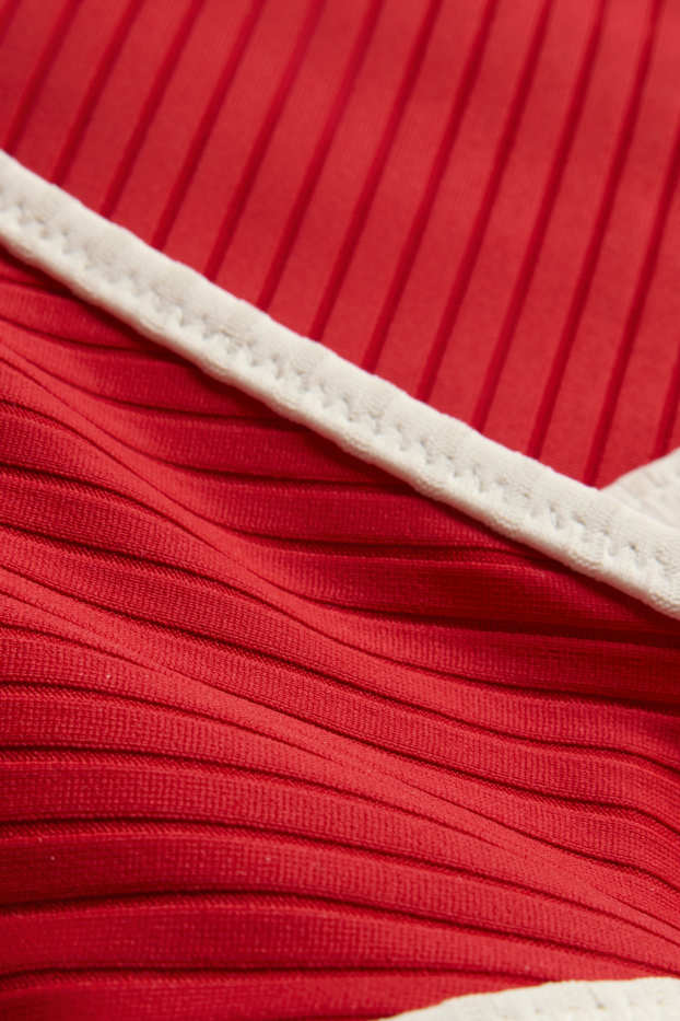 Damen - Bikini-Hose - Mid Waist - gerippt - rot